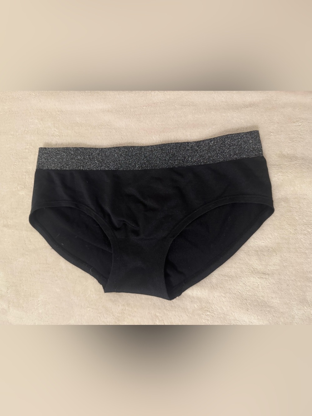 Victoria's Secret Hip hugger Panties Black & Silver! Sz S- LIKE NEW!